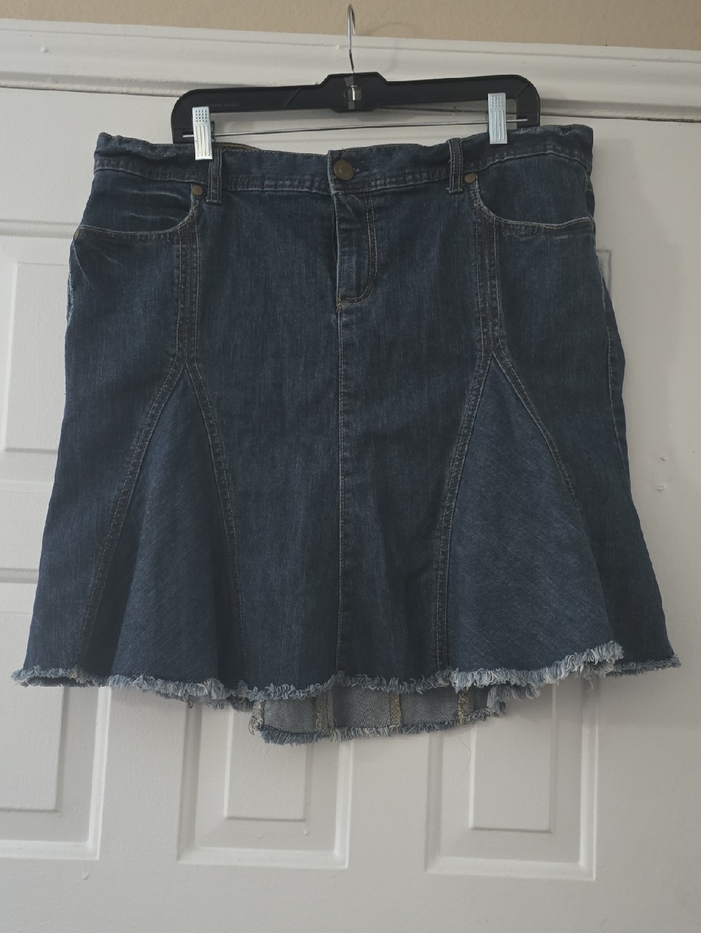 Old Navy Dark Blue Denim Mini Skirt with Raw Hem